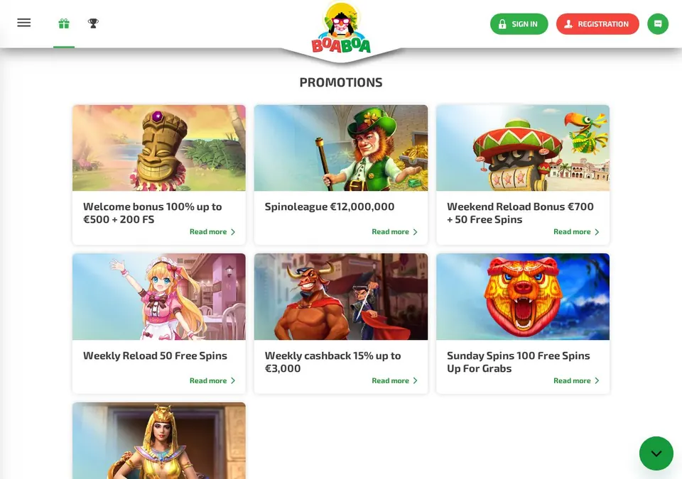 BoaBoa: Bonusseite (Screenshot von boaboa.com)