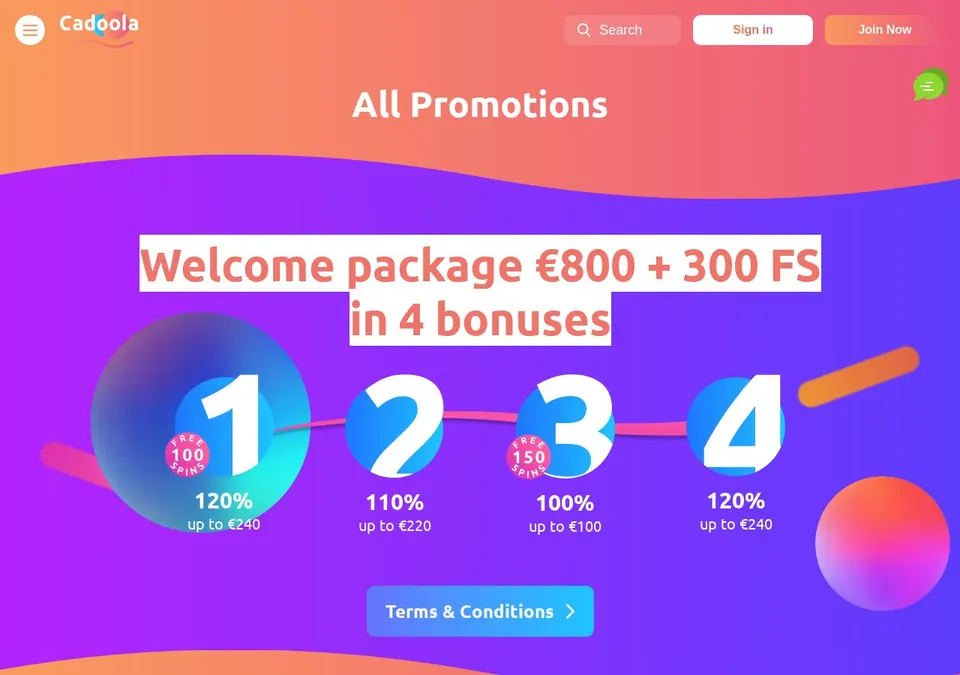 Cadoola: Bonusseite (Screenshot von cadoola.com)