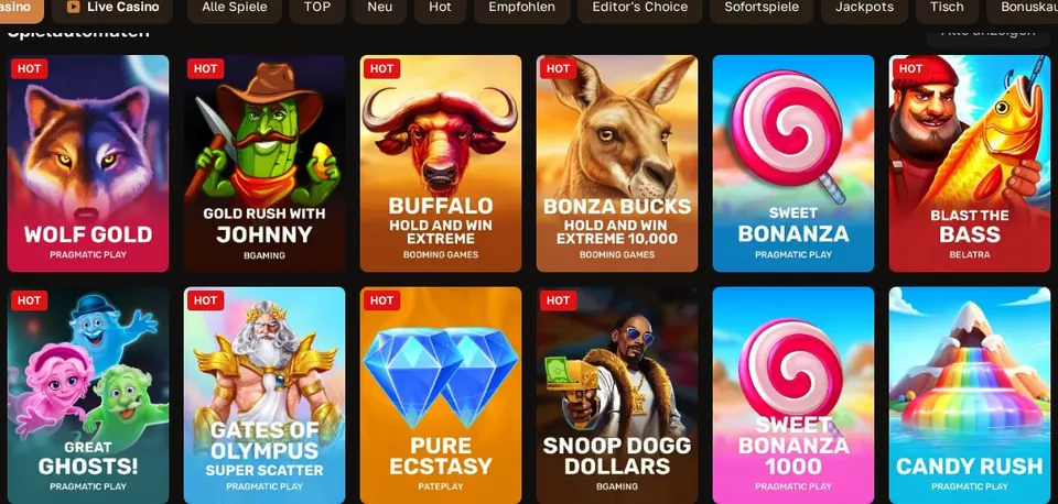 CrownGold: Spielelobby (Screenshot von www.crowngold.com)