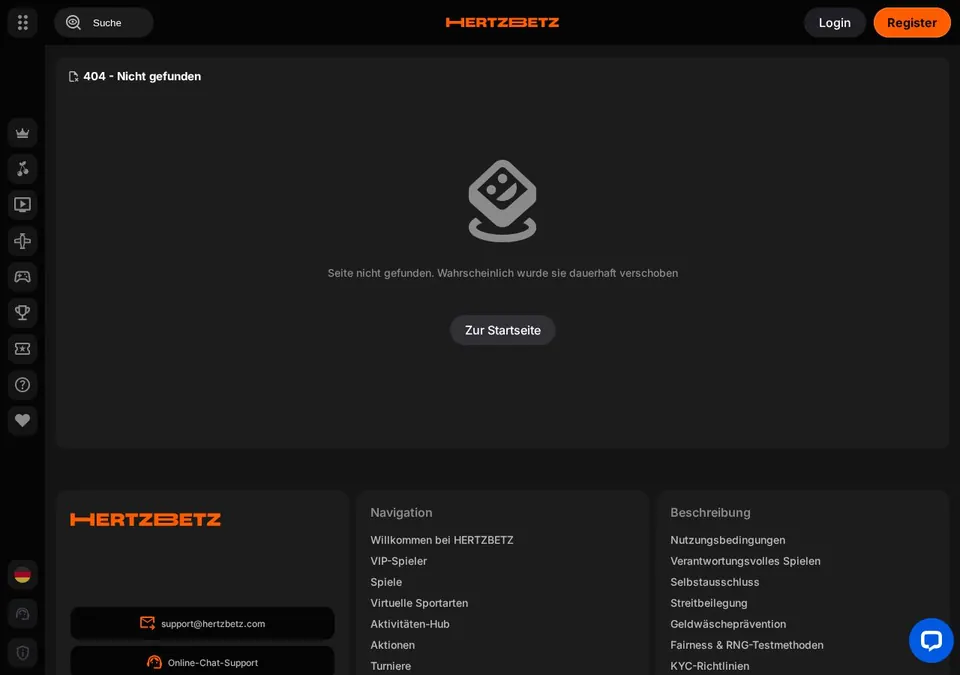 Hertzbetz: Kassenseite mit Zahlungsmethoden (Screenshot von hertzbetz.com)