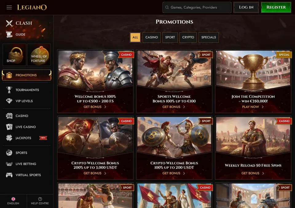 Legiano: Bonusseite (Screenshot von legiano.com)
