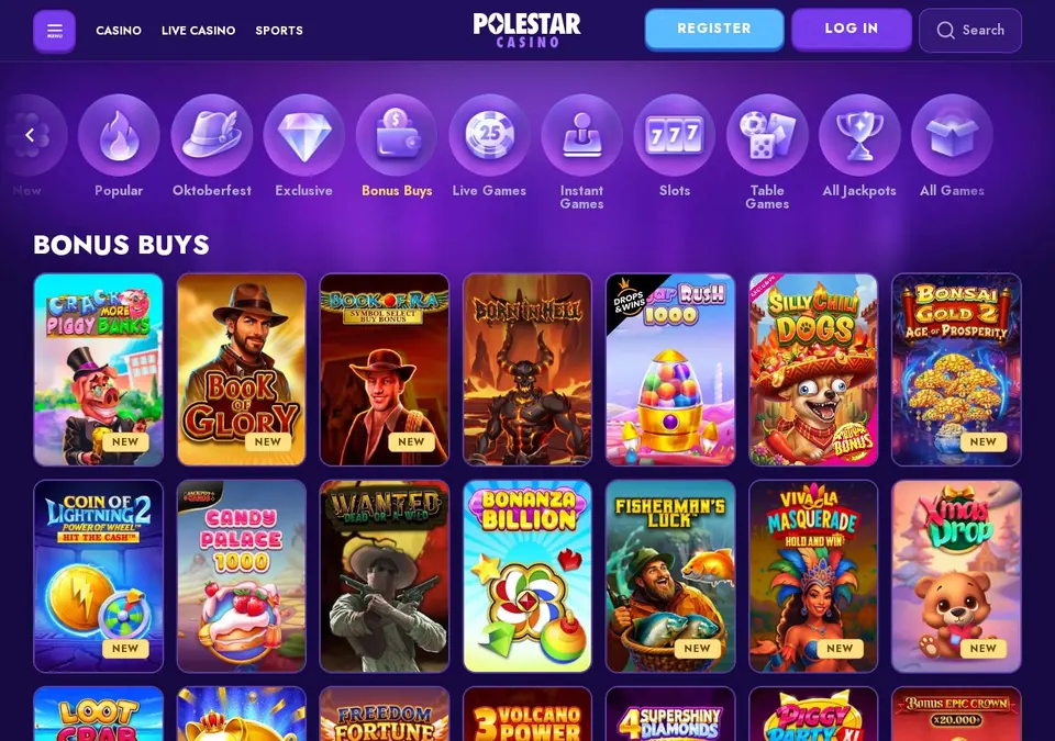 Polestar Casino: Bonusseite (Screenshot von polestarcasino.com)