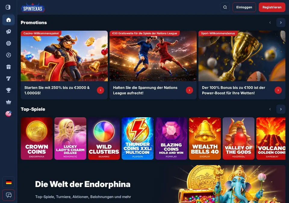 Spintexas: Startseite (Screenshot von spintexas.com)